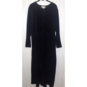 Eddie Bauer Midi Dress Long Sleeve Cotton Blend Velour Size Medium Tall